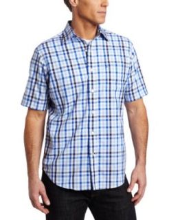 Nautica Men's Bold Plaid Shirt, French Blue, Small at  Mens Clothing store