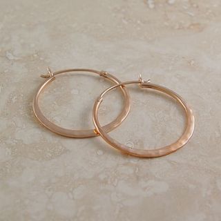 battered small rose gold hoop earrings by otis jaxon silver and gold jewellery