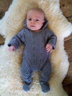 bamboo cable knit onesie with hood by bamboo baby