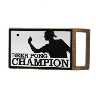 Brushed Aluminum Custom Beer Pong Champion Belt Buckle Snap On Bronze Standard Clothing