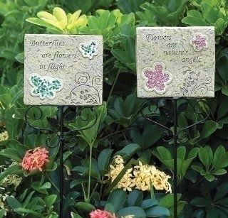 4 Springtime Mosaic Butterfly & Flower Decorative Outdoor Garden Stakes 30"  Patio, Lawn & Garden