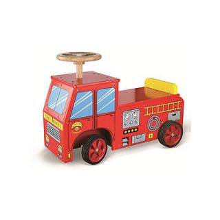 wooden ride on fire truck by hibba toys of leeds