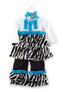 Mud Pie Baby girls Infant Zebra Disco Set, Black/White, 2T 3T Clothing
