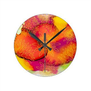 Floral Pattern and Watercolor Abstract Painting Wall Clocks