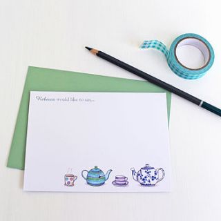 personalised tea notecards set by love give ink