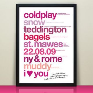 personalised 'my perfect valentine' print by wordplay design