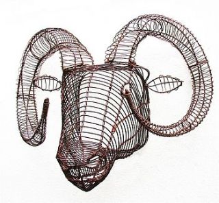 longhorn sheep wire trophy head by london garden trading