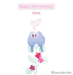 happy anniversary card love birds by the little brown rabbit