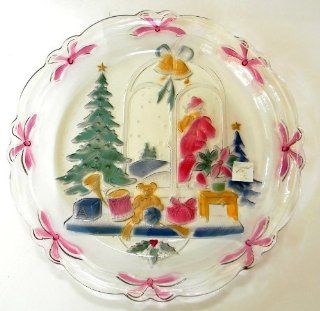 Celebrations Christmas Joy Round Glass Platter Serving Tray 14" Kitchen & Dining