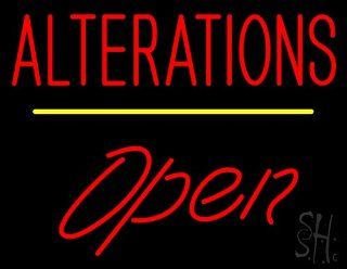 Alterations Script1 Open Yellow Line Neon Sign 24" Tall x 31" Wide x 3" Deep