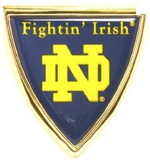 University of Notre Dame Fighting Irish "Gold Plated Triangle Logo Shield" Domed Premium Metal Car Truck Motorcycle with NCAA College Emblem Automotive
