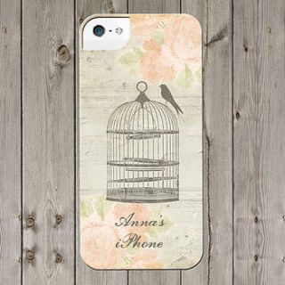 personalised bird cage phone case by lucy ledger designs