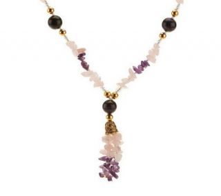 Lee Sands 21 Gemstone Tassel Necklace —