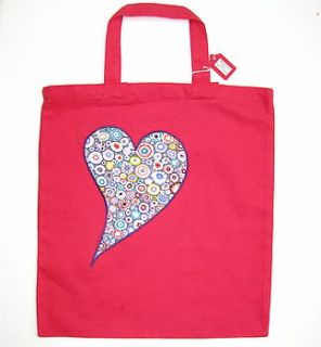 appliqued heart tote bag by zozos
