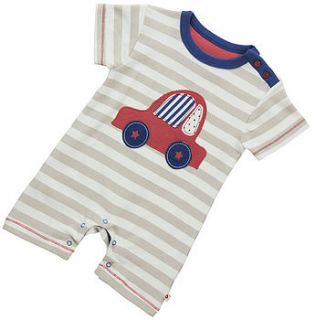 beep beep car short sleeve romper by piccalilly