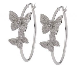 AffinityDiamond 1/7 ct tw Butterfly Hoop Earrings, Sterling —