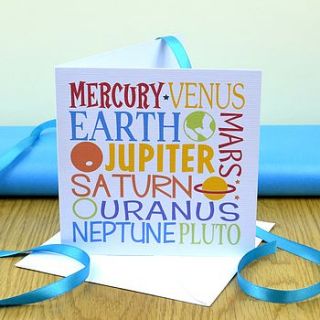 space planets greetings card by mirrorin