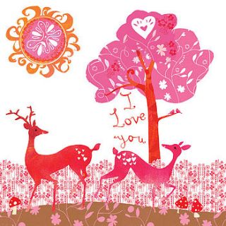 'i love you' greeting card by louise cunningham