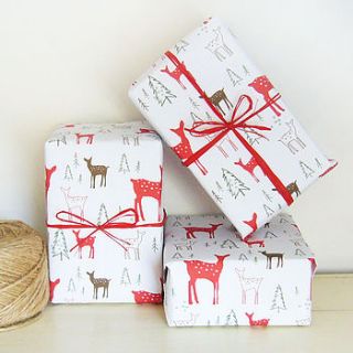 christmas deer gift wrap by charlotte macey