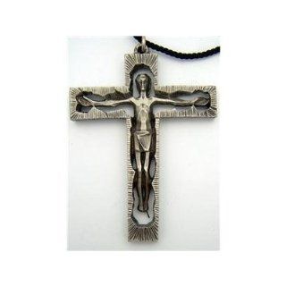 Rare Church Clergy Pectoral Cross Crucifix with 24" Rope Cord Chain Pendant Necklaces Jewelry