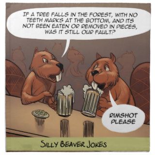 Silly Beaver Jokes Funny Cartoon Cloth Napkin