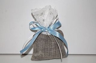 new 2014 burlap and lace wedding favour bag by mabelicious bridal