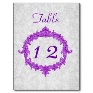 Purple Vintage Oval Wedding Reception Table Number Postcard
