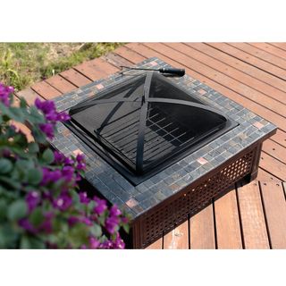 Sirio Templato 34 inch Fire Pit with Slate Tabletop Fireplaces & Chimineas