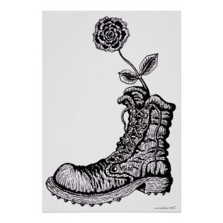 Cool boot with flower graphic art poster