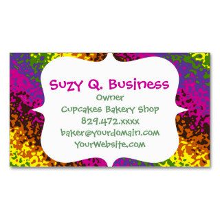 Rainbow Paint Splatter Hippie Earth Tones Abstract Business Card Templates