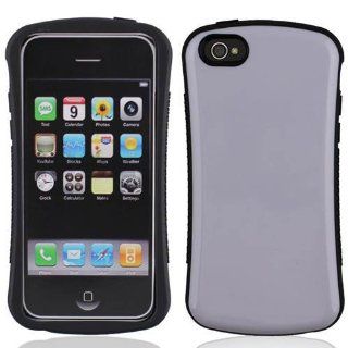 iPhone 5C Dual Layer Armor Shockproof Case   Black PC + White TPU / Stand Cell Phones & Accessories