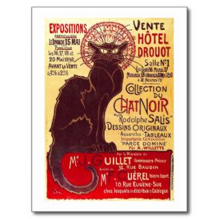 Vintage Chat Noir, Vente Hôtel Drouot Steinlen Postcard