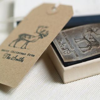personalised christmas reindeer stamp by pretty rubber stamps