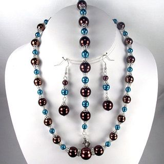 Chocolate and Montana Blue Pearl Jewelry Set Jewelry Sets