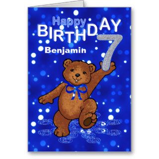 Teddy Bear 7th Birthday for Boy Greeting Card
