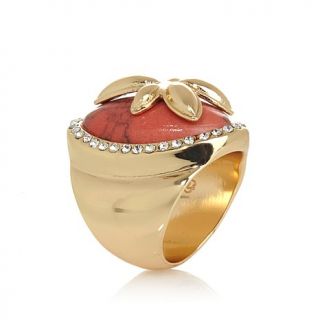 PL by Padma Lakshmi "Star Anise" Simulated Coral Goldtone Ring