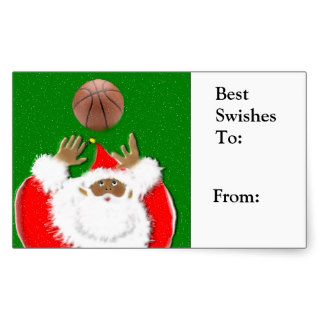 Basketball Christmas Gift Tags Rectangle Sticker