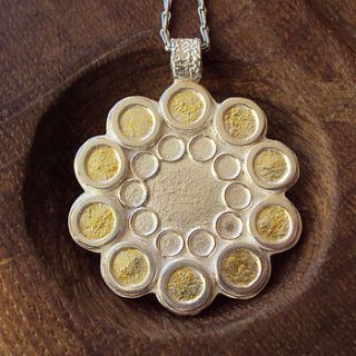 silver and gold flower necklace by laura creer