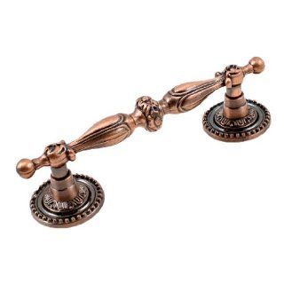 4.9" Length Floral Carved Furniture Door Pull Handle Copper Tone    