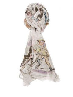 Faliero Sarti 'friends' Caricature Print Scarf