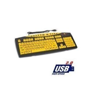 Keys U See Yellow and Black Large Letters / Print Computer Keyboard with USB Plug and Chord Oversized Black Letters on Yellow Background for Weak Vision and Low Dim Light Health & Personal Care