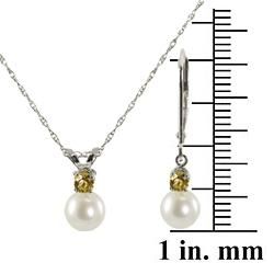 Pearls For You FW Pearl and Citrine November Birthstone Jewelry Set Pearls For You Gemstone Necklaces