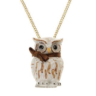 hand painted porcelain baby owl necklace by bloom boutique