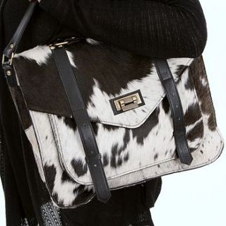 day and night cow fur satchel by rose & lyons