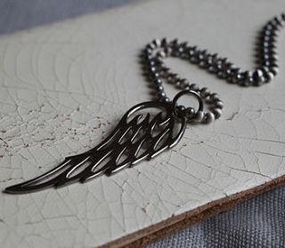 men's silver angel wing pendant by hurleyburley man
