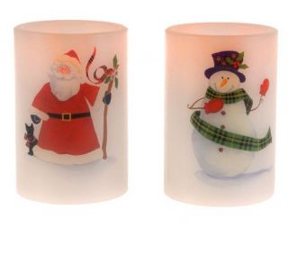 Flameless Santa & Snowman Color Changing Candles with Music —