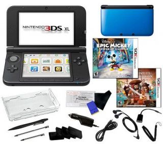 Nintendo 3DS XL Blue Bundle w/ Epic Mickey, Lego & Accessorie —