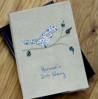 personalised 2014 diary bird on a branch by polkadots & blooms
