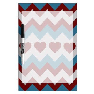 Fun Red and Blue Hearts Chevron Pattern Dry Erase Board