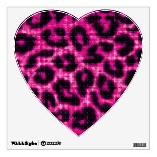 Pink Halftone Leopard Print Heart Wall Decal